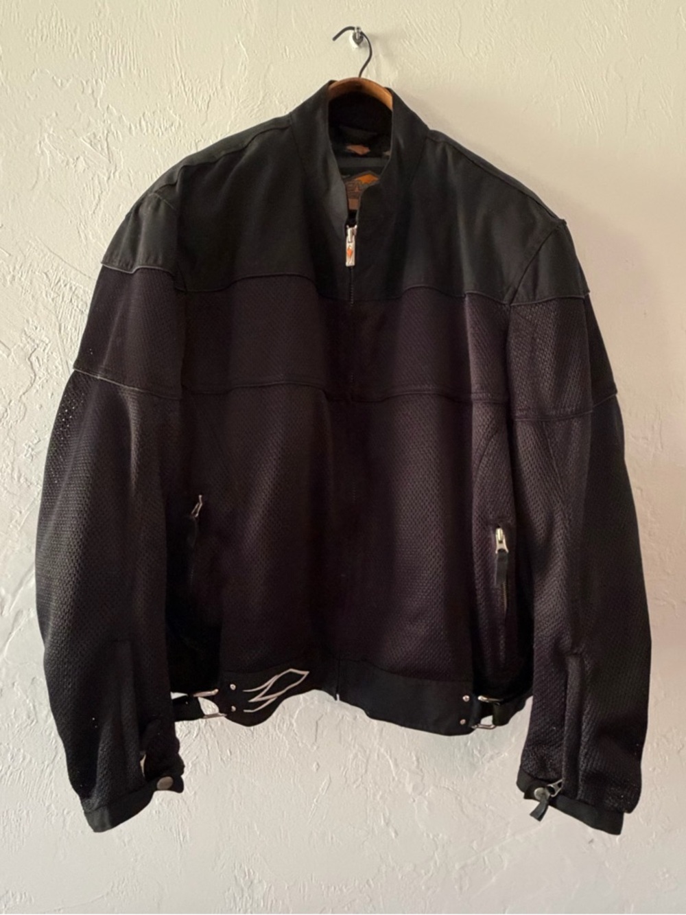Men’s Power Trip Motorcycle Jacket Size Large Jet Black Padded Ventilated